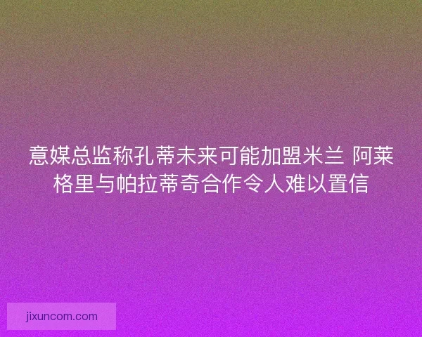 意媒总监称孔蒂未来可能加盟米兰 阿莱格里与帕拉蒂奇合作令人难以置信